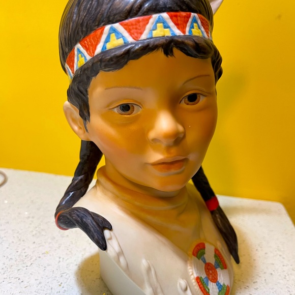 Cybis Running DeerIndian Girl Porcelain Bust Native American Vintage